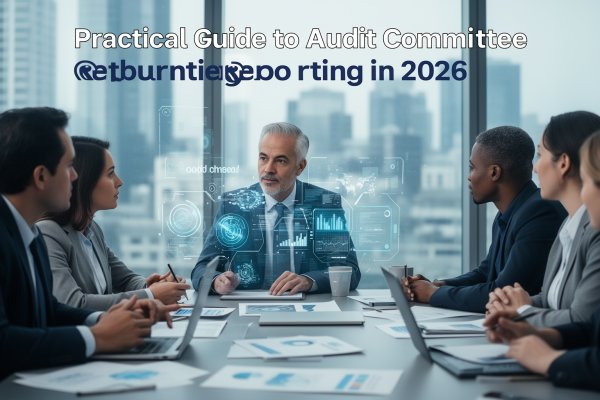 Editorial featured image about audit committee reporting 2026 from "Practical Guide to Audit Committee Reporting in 2026". Depiction of a corporate